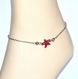 5945r / chaîne de cheville acier étoile de mer howlite rouge perle 22cm à 27cm bijou 