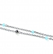 5935r / chaîne de cheville acier double rangs cristal bleu perle 22cm à 27cm bijou 