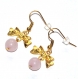 5125r / bijou boucles d'oreilles fantaisies alliage doré noeud quartz rose 