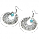 5607r / grandes boucles d'oreilles anneaux plaqué argent howlite bleue bijou 