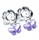 5247r / bijou boucles d'oreilles plaqué argent fleur papillon cristal violet 