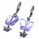 5229r / bijou boucles d'oreilles acier inoxydable papillon cristal violet 
