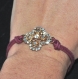 5175r / bijou bracelet alliage doré cristal blanc sur cordon bordeaux 