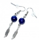 5156r / bijou boucles d'oreilles plaqué argent lapis lazuli plume 
