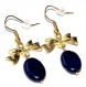 5120r / bijou boucles d'oreilles fantaisies alliage doré noeud lapis lazuli 