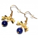 5126r / bijou boucles d'oreilles fantaisies alliage doré noeud lapis lazuli 