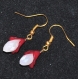 5012r / bijou boucles d'oreilles lili rouge alliage doré cristal blanc 