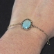 4911r / bijou bracelet chaîne alliage doré cristal bleu vert façon aigue marine 18cm 