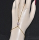 4705r / bijou chaîne parure de main bracelet bague quartz rose alliage doré 