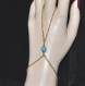 4710r / bijou chaîne parure de main bracelet bague howlite bleu alliage doré 