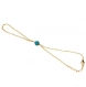 4709r / bijou chaîne parure de main bracelet bague chrysocolle bleu vert alliage doré 