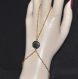4711r / bijou chaîne parure de main bracelet bague rubis-zoïsite alliage doré 