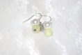 Boucles d'oreilles pendantes jaune vert et blanc 