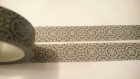 ❦ rouleau masking tape médiéval arabesque motifs fleurs noir argent - scotch décoratif floral washi graphique 10 mètres ❦ 