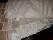 N°594-tissu en dentelle coton à motifs fleurs beige écru 