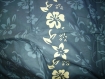 N°170-tissu en coton bleu imprime motifs fleurs 