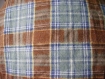 N°132-coupon de tissu en coton et laine a carreaux marron beige bleu 