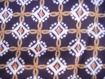 N°101-tissu en coton polyester-effet vintage - marron à motifs orange et beige 