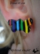 Boucles d'oreilles puces fimo "papillons rayes" 