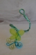 Parure,4 pièces,en fil d'aluminium turquoise et vert agrémentée d'une perle en forme de papillon 