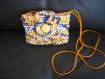  pochette mouchoirs à jeter  chiné jaune/bleu marine ,crocheté avec des sacs plastique recyclés 