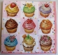 Serviettes en papier - serviettes thème gourmandise/gâteaux - cupcakes variés 