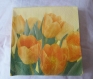 Serviettes en papier - serviettes thème fleur - motif tulipe jaune orange 