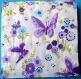 Serviettes en papier - serviettes thème papillon - fond blanc et papillon violet et mauve 