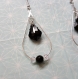 Boucles d'oreilles cristal swarovski baroque jet + perles rondes & agate facettée 