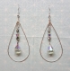 Boucles d'oreilles cristal swarovski raindrop cristal ab + perles cube et rondes 