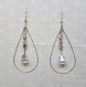 Boucles d'oreilles cristal swarovski raindrop cristal ab + perles cube et rondes 