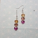 Boucles d'oreilles cristal swarovski love bead : 3 cœurs jaune, rose, fuchsia 
