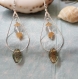 Boucles d'oreilles en pierre naturelle cristal de roche, aventurine orange et verre de bohême 