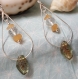 Boucles d'oreilles en pierre naturelle cristal de roche, aventurine orange et verre de bohême 