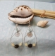 Boucles d'oreilles graine et pierre naturelle : mgambo seed, amazonite et aragonite 