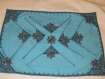 Napperon rectangulaire coton bleu avec 6 serviette broderie marocaine 