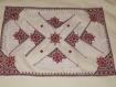 Napperon rectangulaire coton blanc avec 6 serviette broderie marocaine rouge 