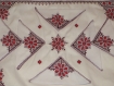 Napperon rectangulaire coton blanc avec 6 serviette broderie marocaine rouge 