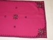 Napperon rectangulaire coton fuchsia avec 6 serviette broderie marocaine 