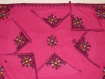 Napperon rectangulaire coton fuchsia avec 6 serviette broderie marocaine 