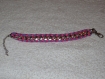 Bracelet gourmette argenté et ruban rose et suédine violet 
