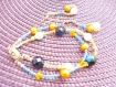 Parure bracelet/boucle d'oreille perles de verre bleu orange doré