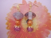 Boucles d'oreilles perles de verre rose et orange