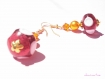 Boucles d'oreilles perles de verre violine et orange