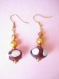 Boucles d'oreilles perles de verre violine et orange