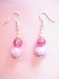 Boucles d'oreilles perles polymere marbrées rose