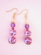 Boucles d'oreilles perles polymere et verre violette
