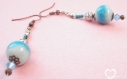 Boucles d'oreilles perles en pate polymere bleu