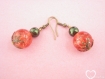 Boucles d'oreilles perle orange et verte