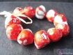 11 perles en polymere imitation pierre rouge